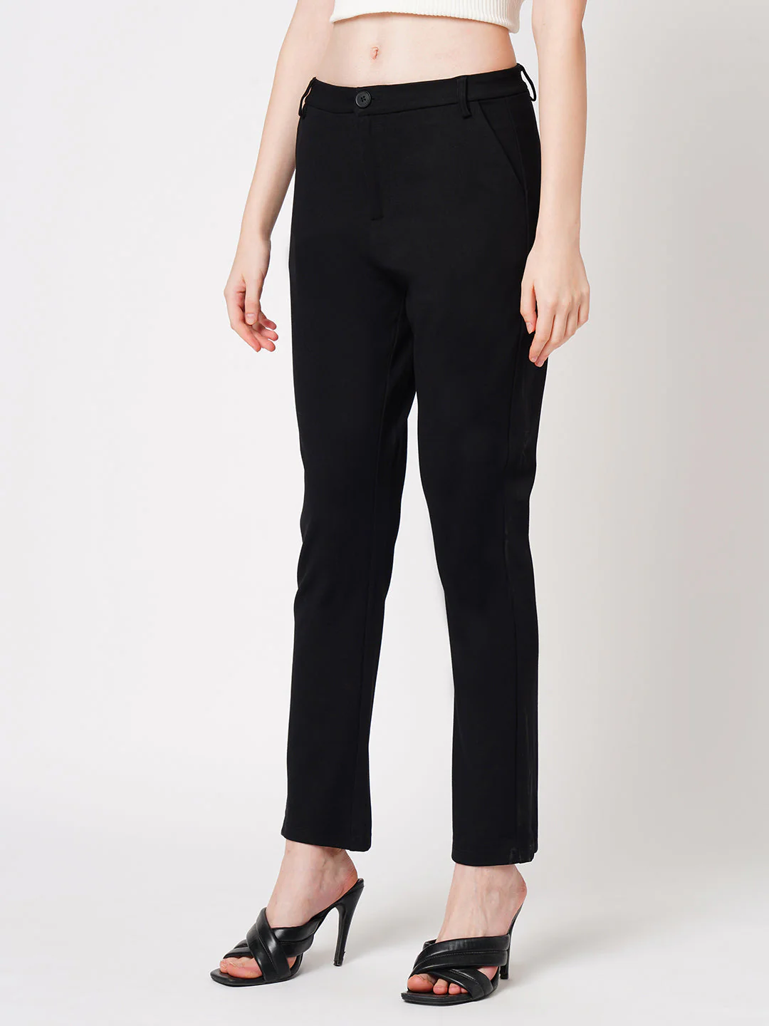 Women Black High-Rise Straight Treggings - Image 6