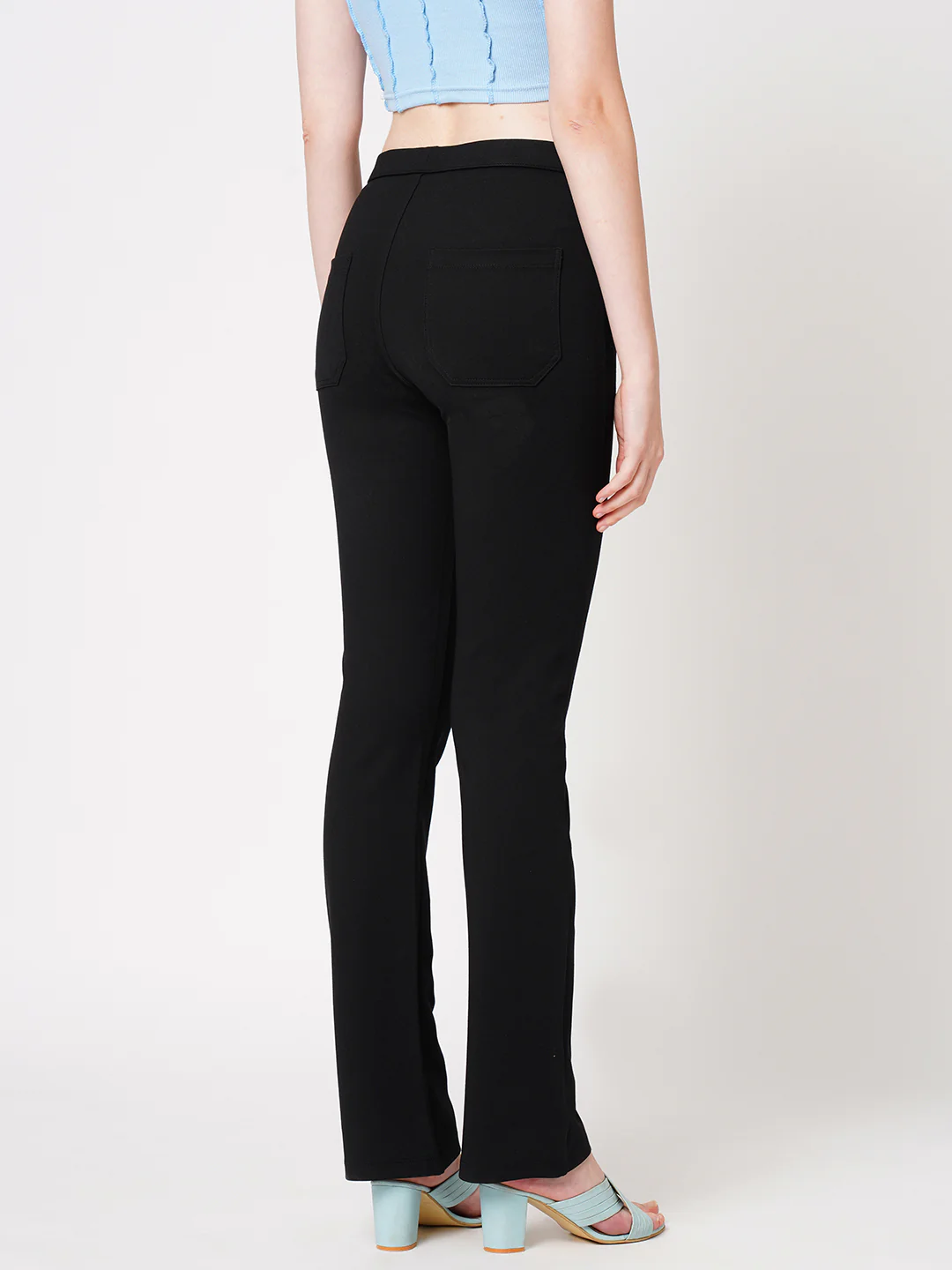 Women Black High-Rise Straight Treggings - Image 3