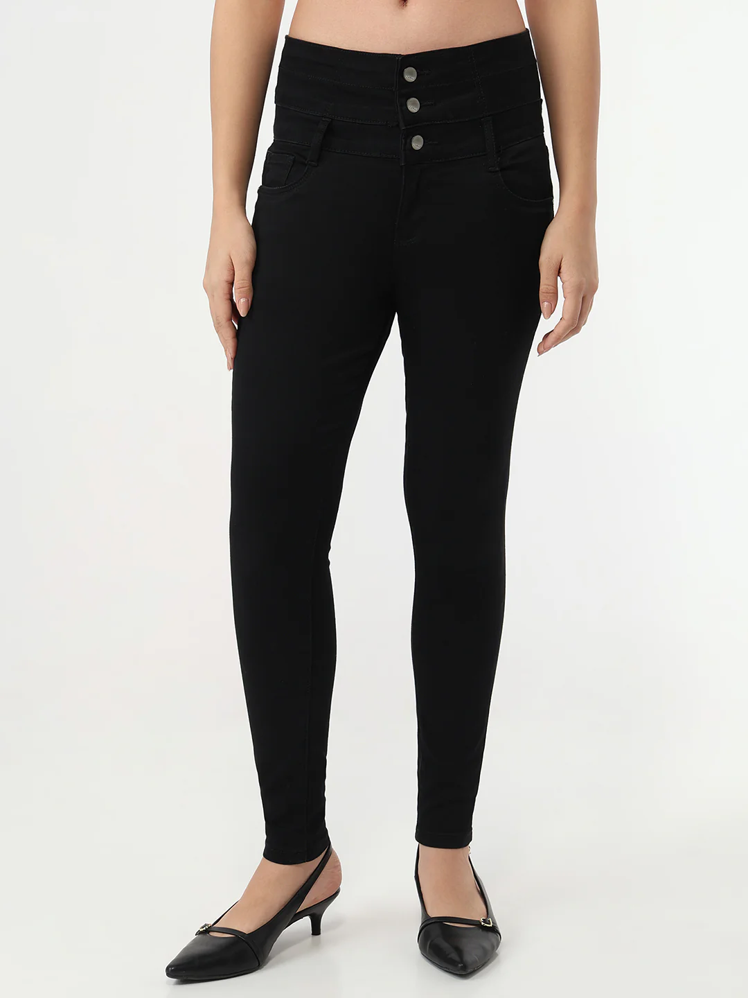 Women Black High-Rise Super Skinny Jeans - Image 2