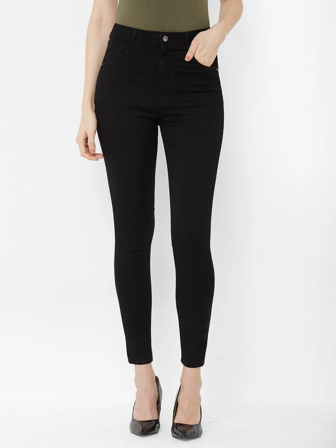 Women Black High-Rise Super Skinny Jeans - Image 2