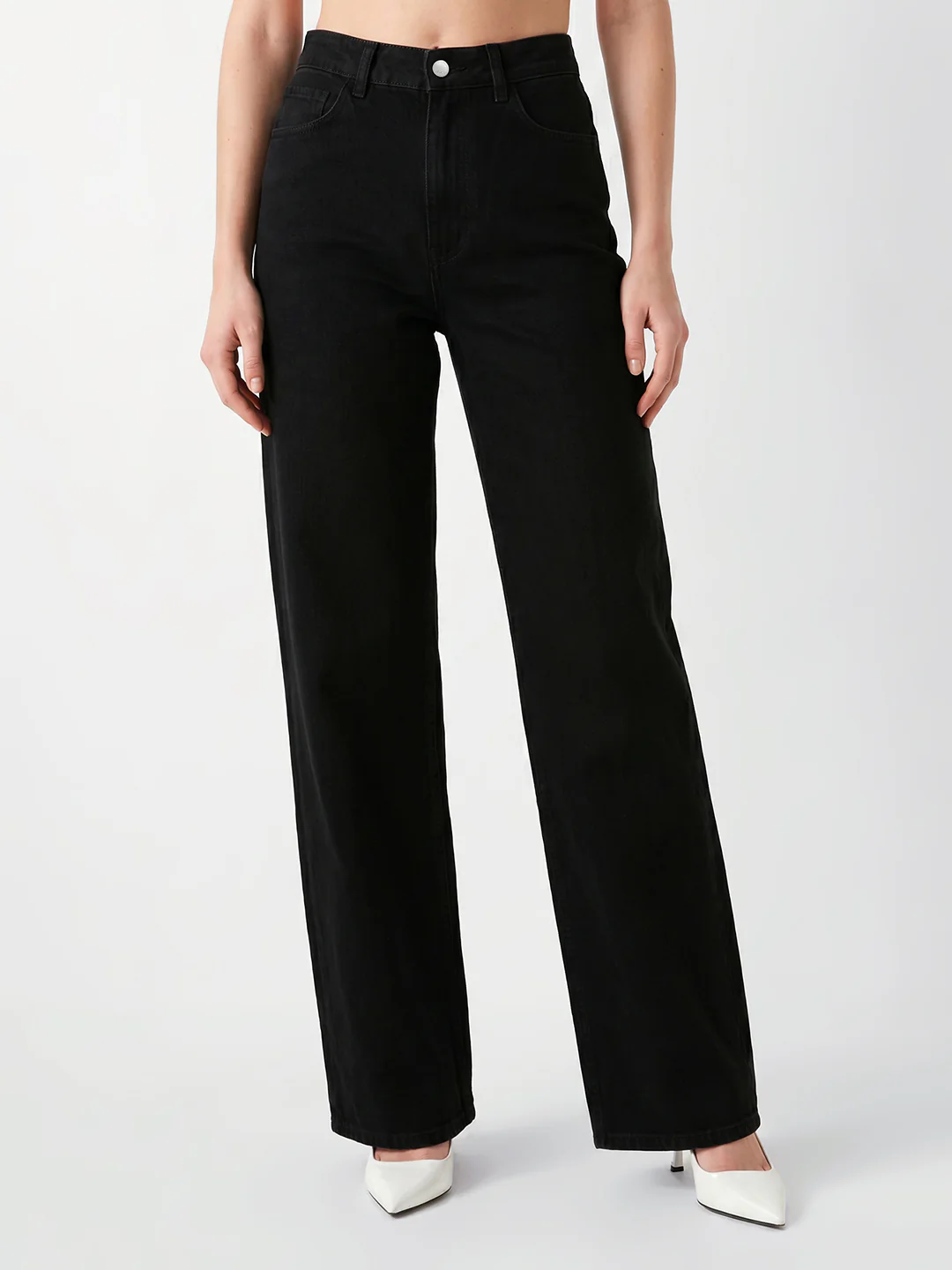 Women Black High-Rise Super Wide Leg Jeans - Image 2