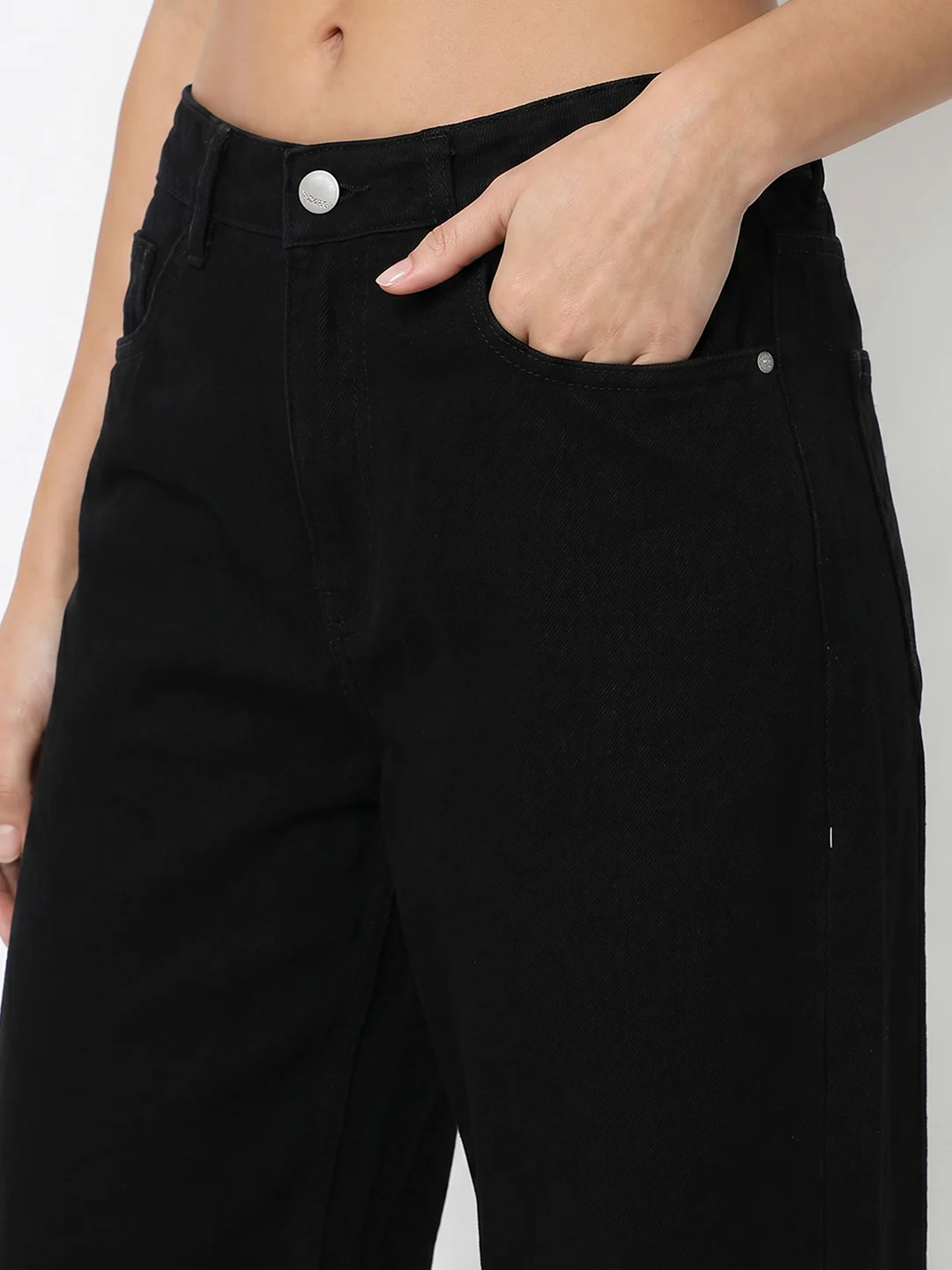 Women Black High-Rise Super Wide Leg Jeans - Image 7