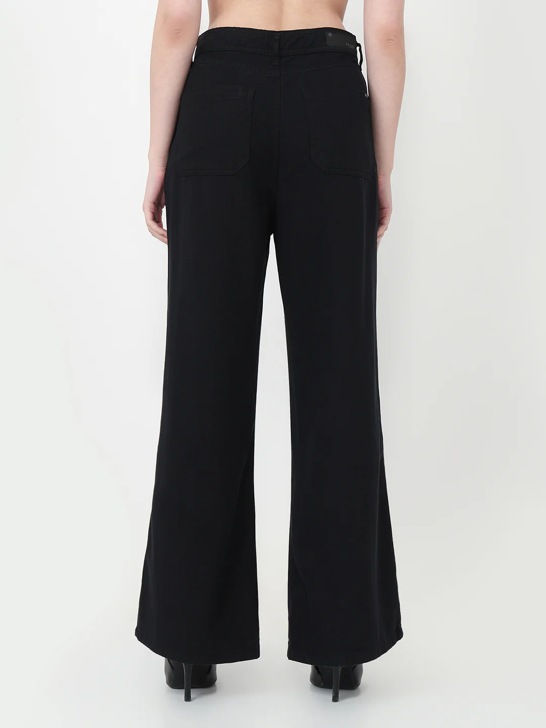 Women Black High-Rise Super Wide Leg Jeans - Image 3