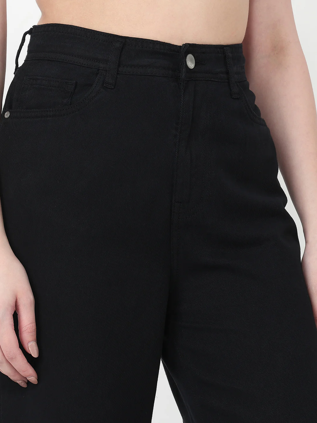 Women Black High-Rise Super Wide Leg Jeans - Image 5