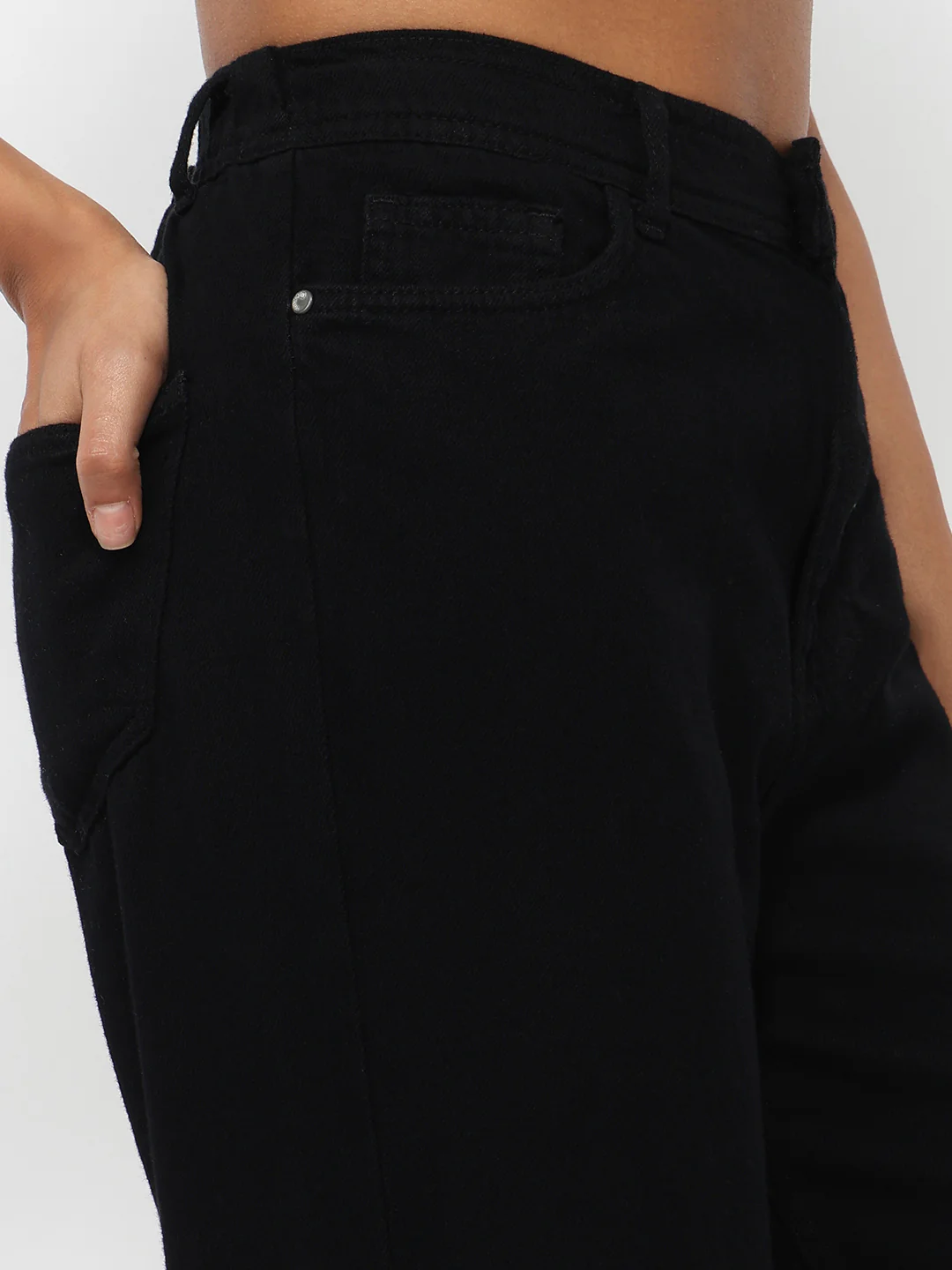 Women Black High-Rise Super Wide Leg Jeans - Image 5
