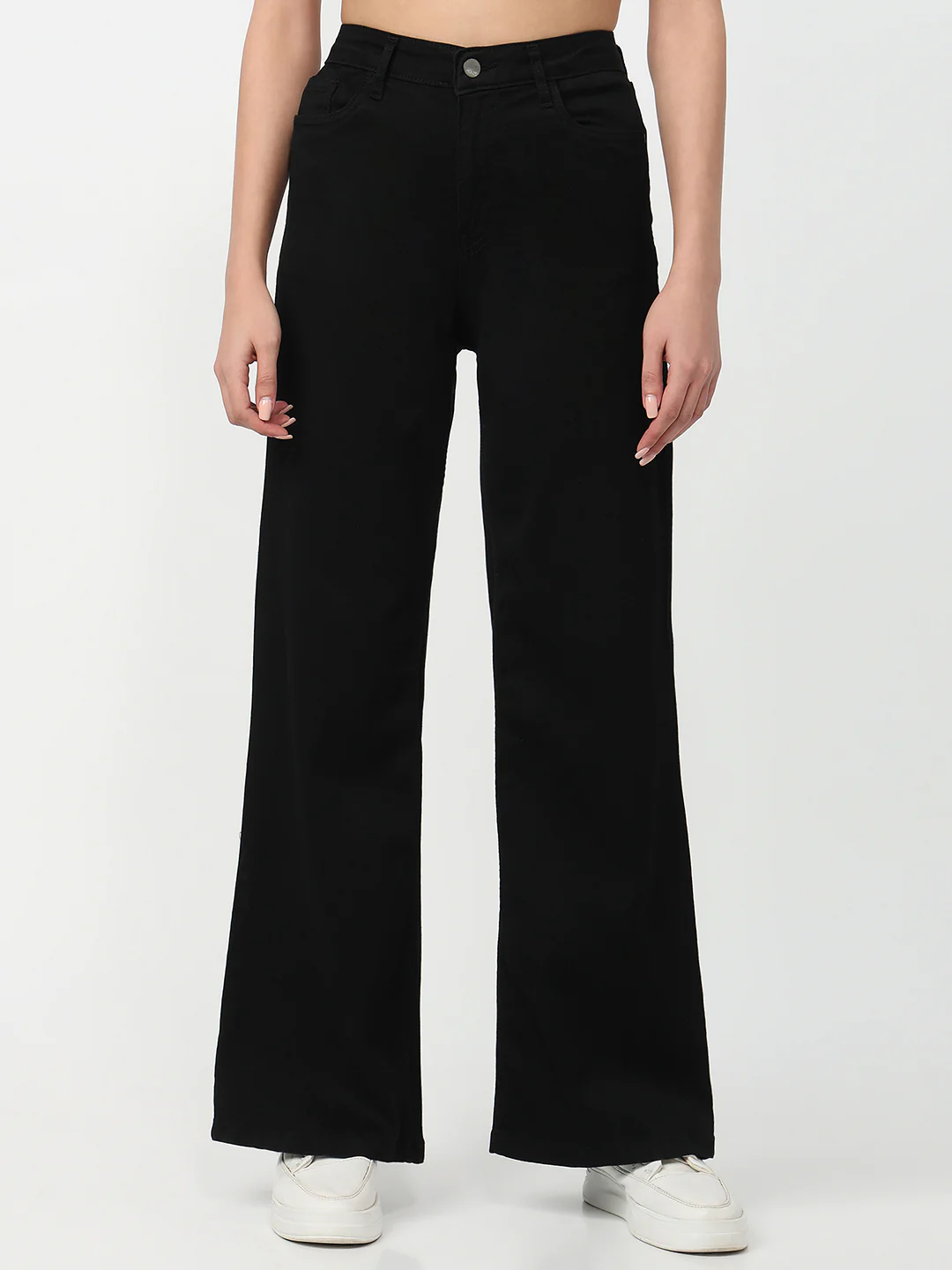 Women Black High-Rise Super Wide Leg Jeans - Image 2