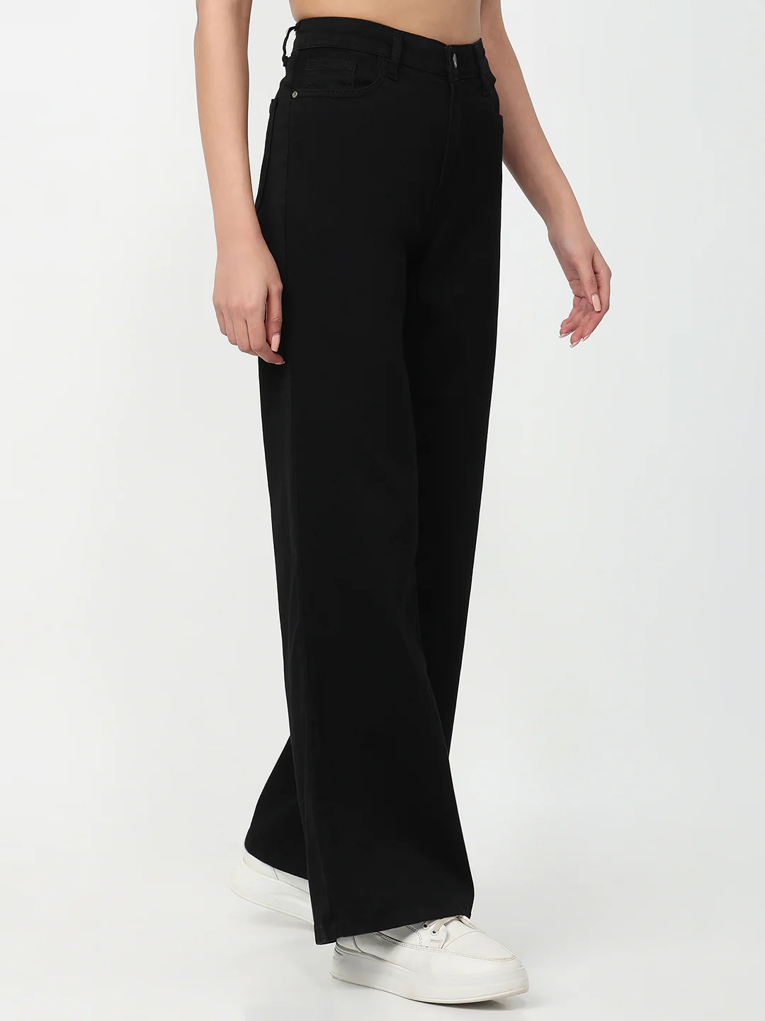 Women Black High-Rise Super Wide Leg Jeans - Image 6