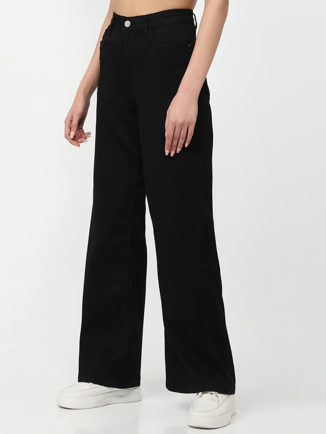 Women Black High-Rise Super Wide Leg Jeans - Image 8