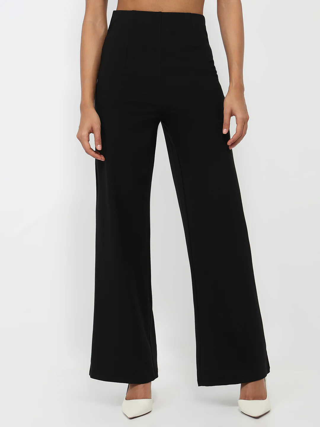 Women Black High-Rise Super Wide Leg Treggings - Image 2