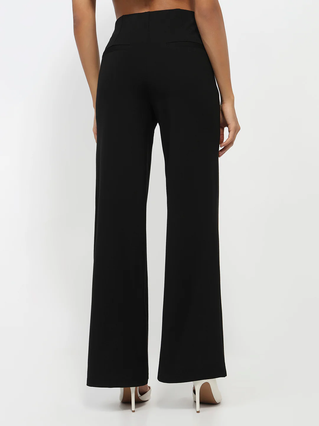 Women Black High-Rise Super Wide Leg Treggings - Image 3