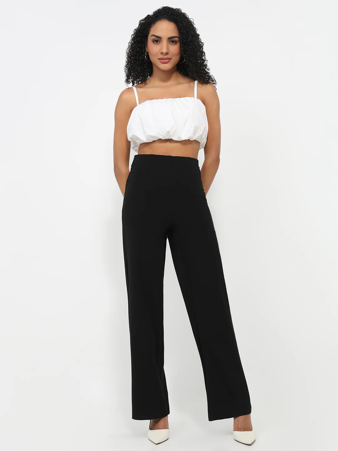 Women Black High-Rise Super Wide Leg Treggings - Image 4