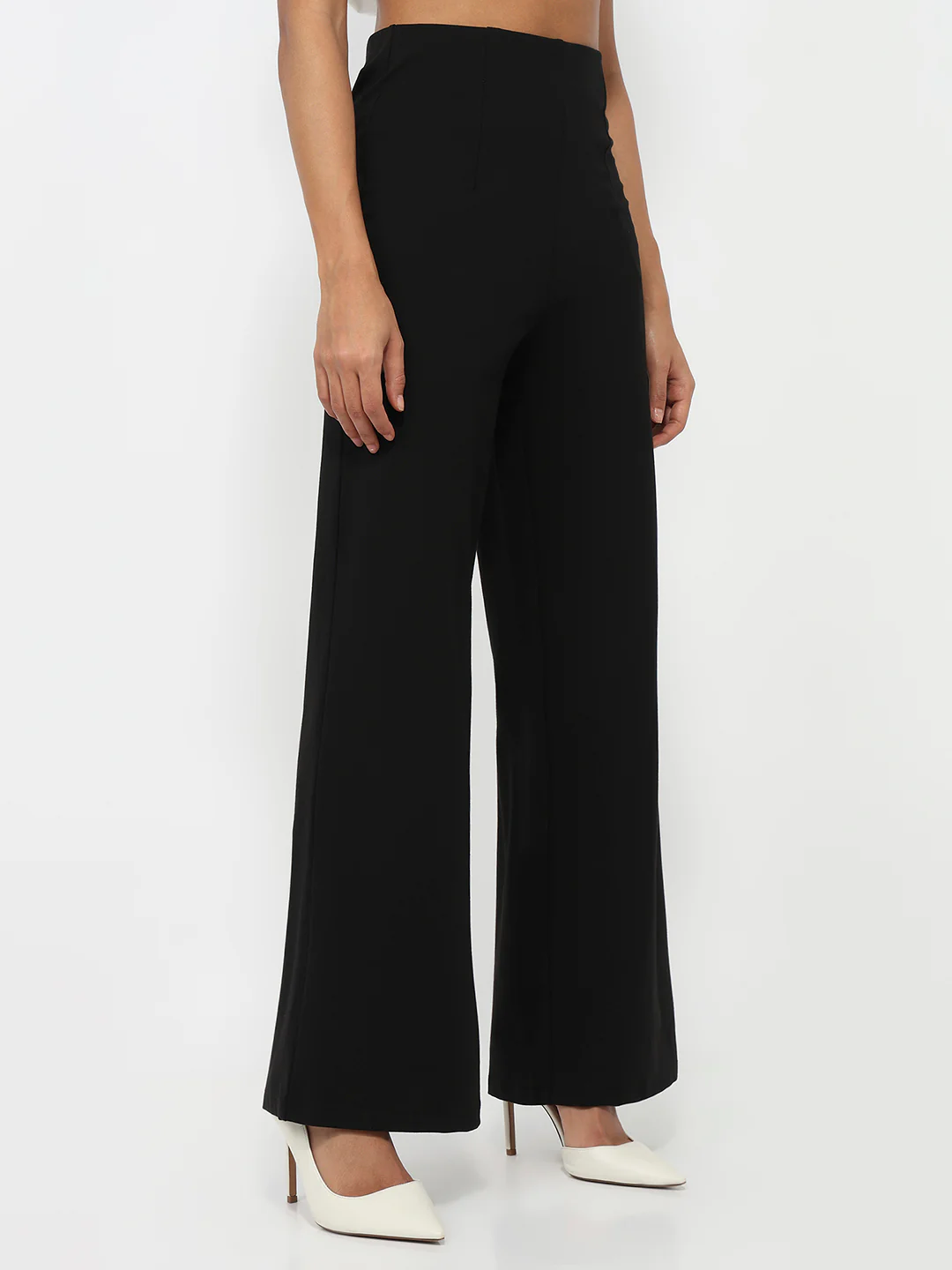 Women Black High-Rise Super Wide Leg Treggings - Image 6