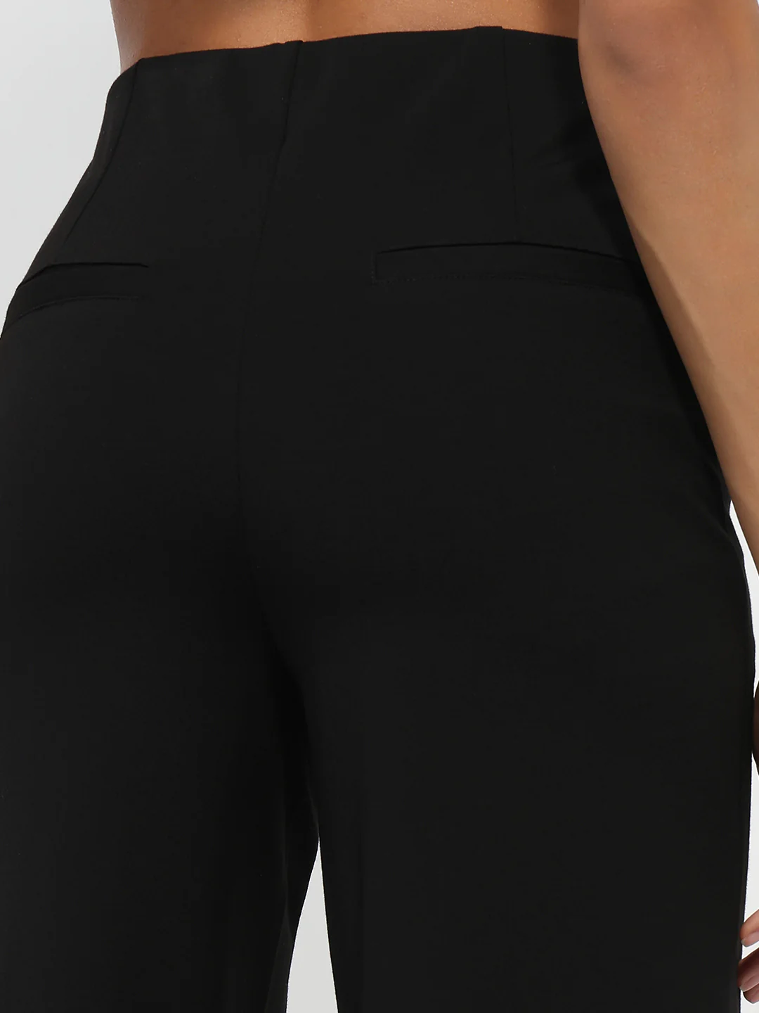 Women Black High-Rise Super Wide Leg Treggings - Image 7