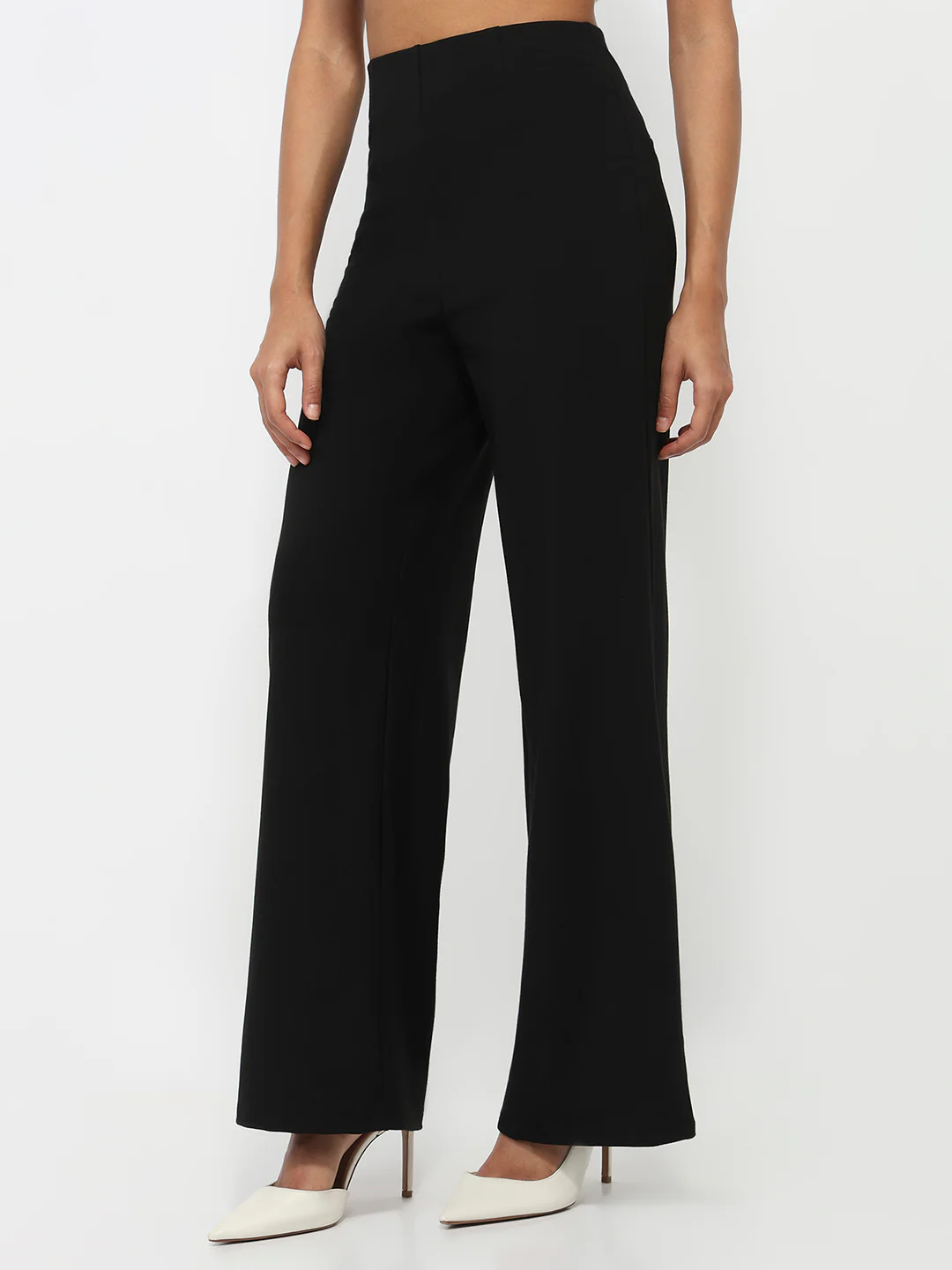Women Black High-Rise Super Wide Leg Treggings - Image 8