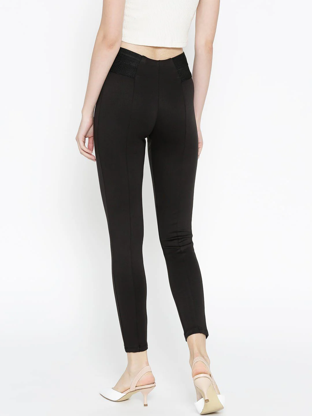 Women Black High-Rise Treggings - Image 3