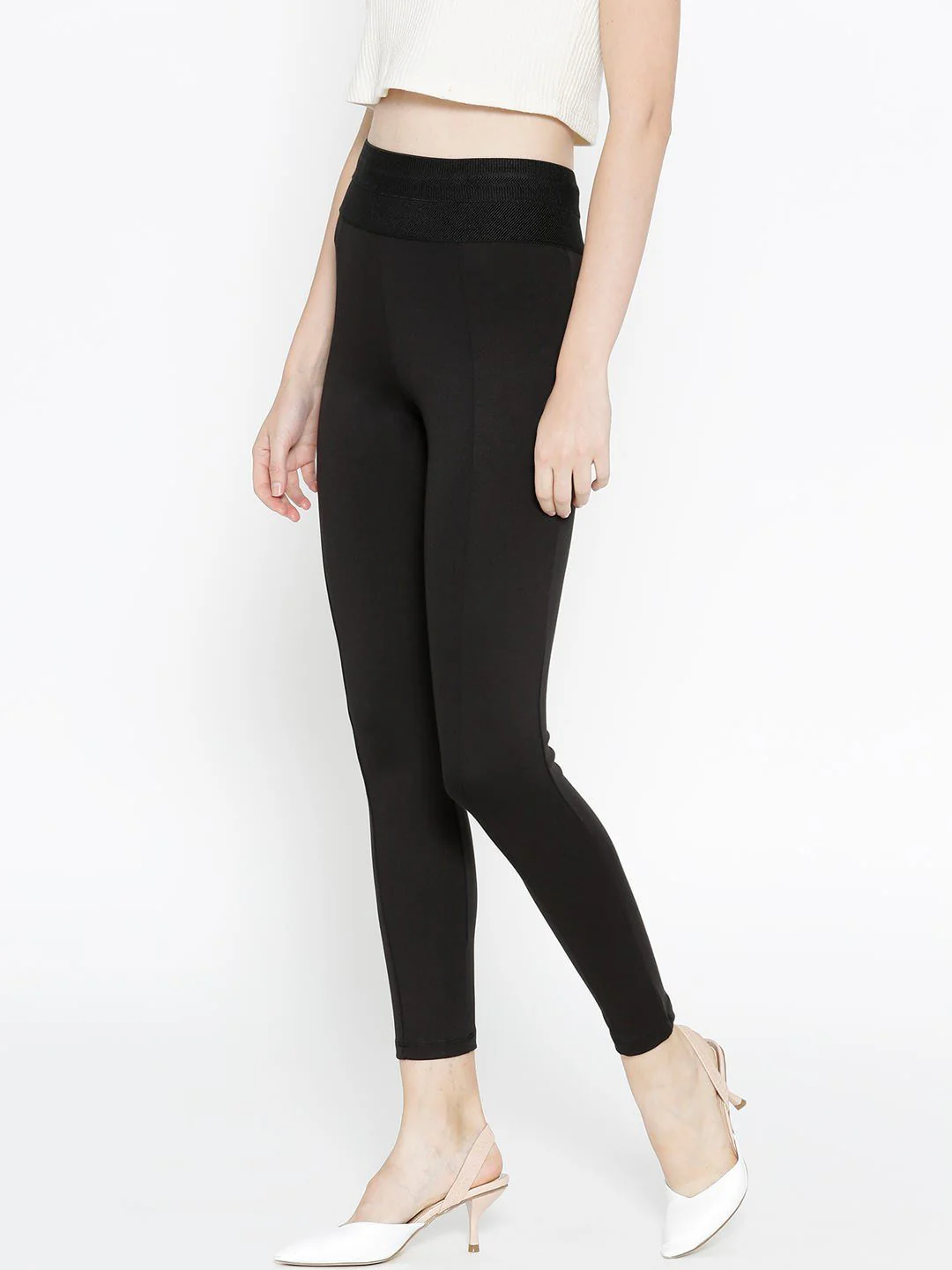 Women Black High-Rise Treggings - Image 5