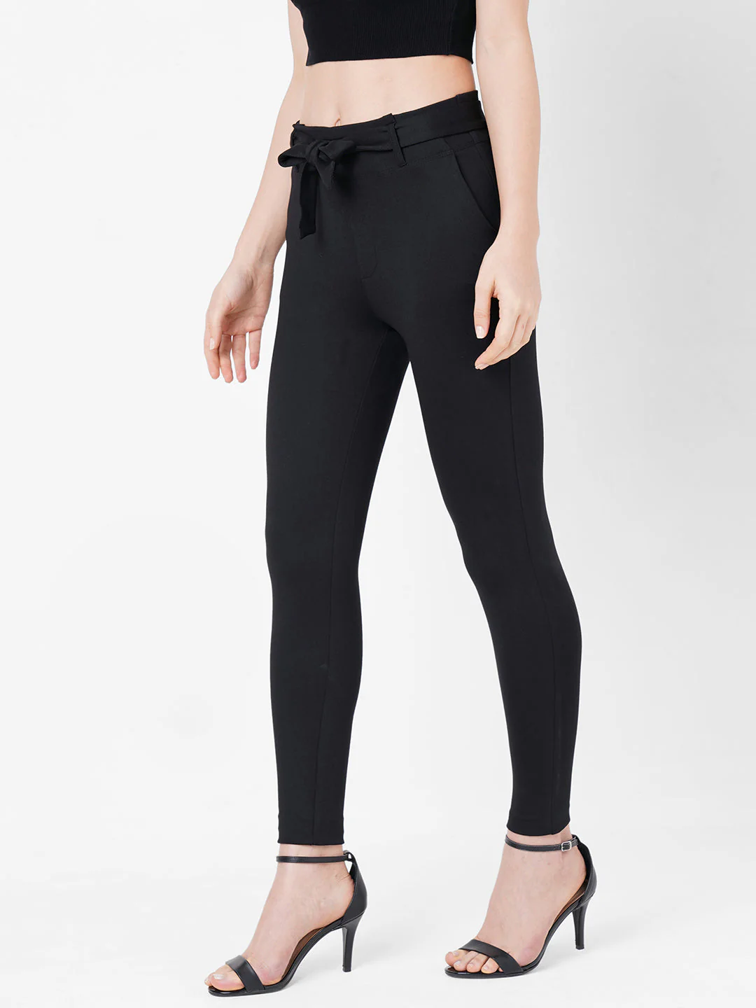 Women Black High-Rise Treggings - Image 6