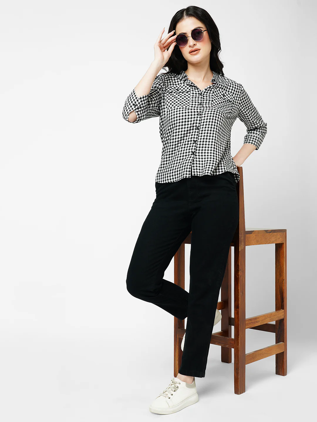 Women Black High-Rise Trousers