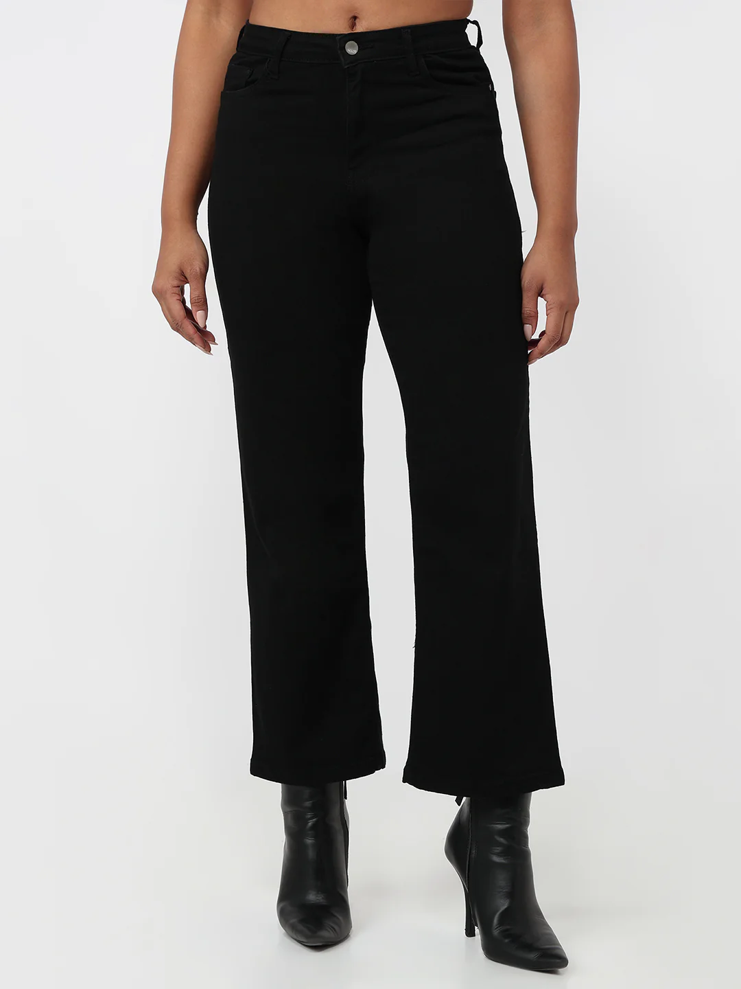 Women Black High-Rise Wide Leg Jeans - Image 2