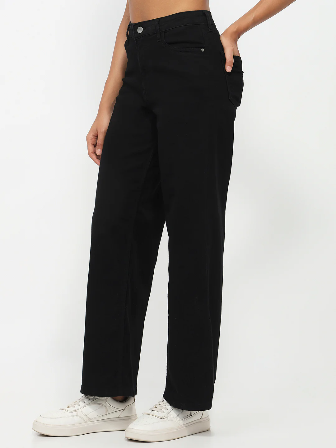 Women Black High-Rise Wide Leg Jeans - Image 8
