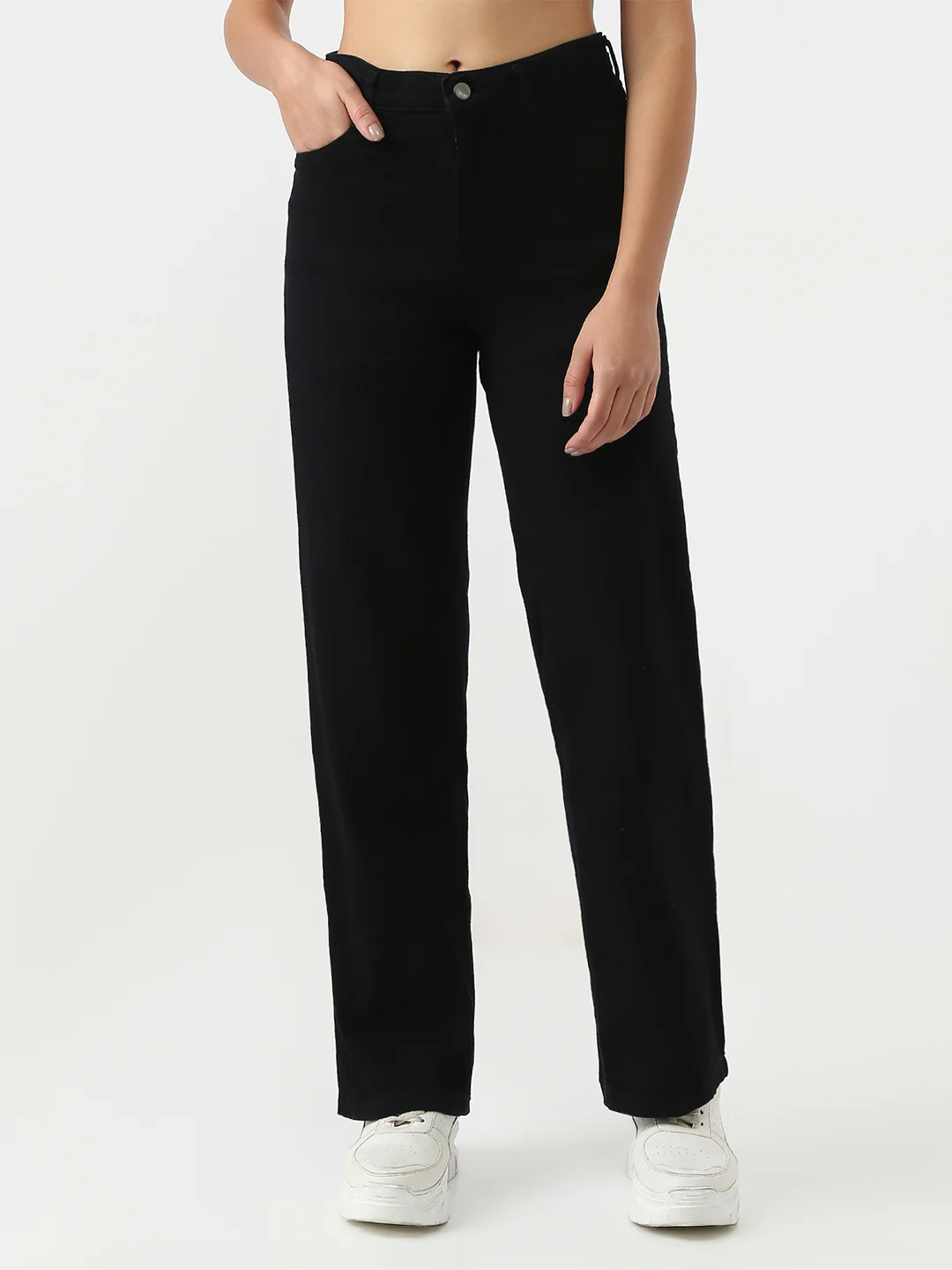 Women Black High-Rise Wide Leg Jeans - Image 2