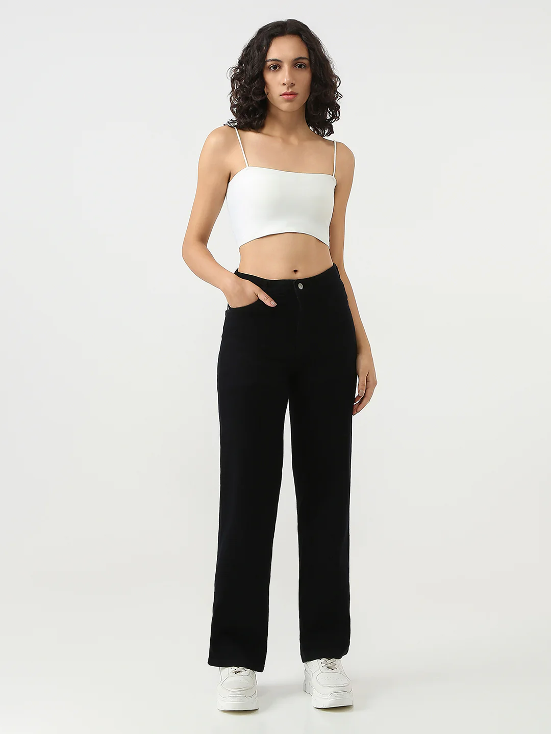 Women Black High-Rise Wide Leg Jeans - Image 5