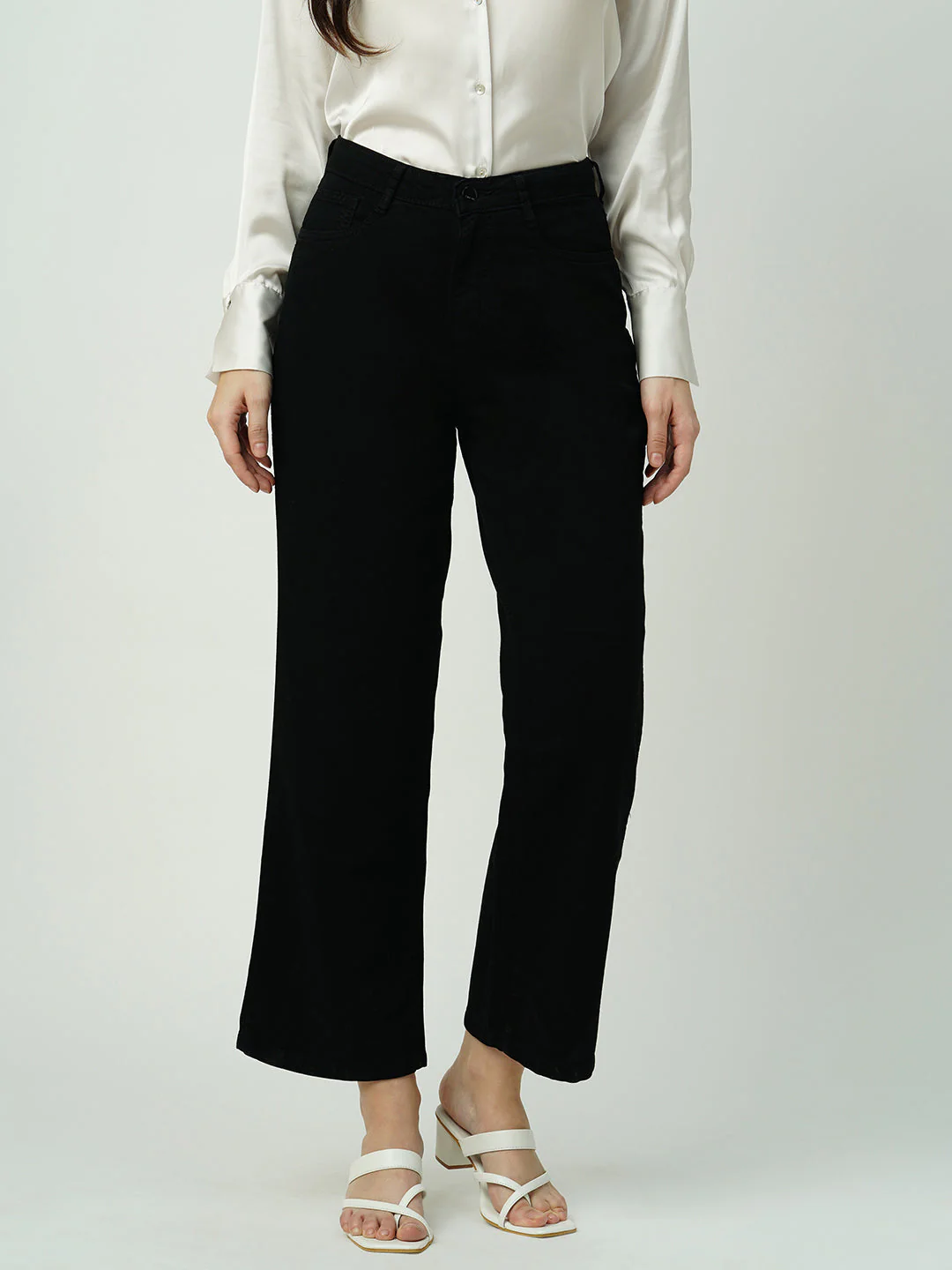 Women Black High-Rise Wide Leg Jeans - Image 2