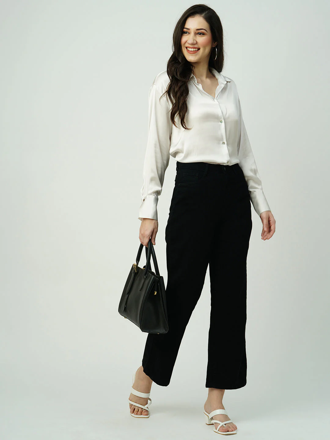 Women Black High-Rise Wide Leg Jeans - Image 4