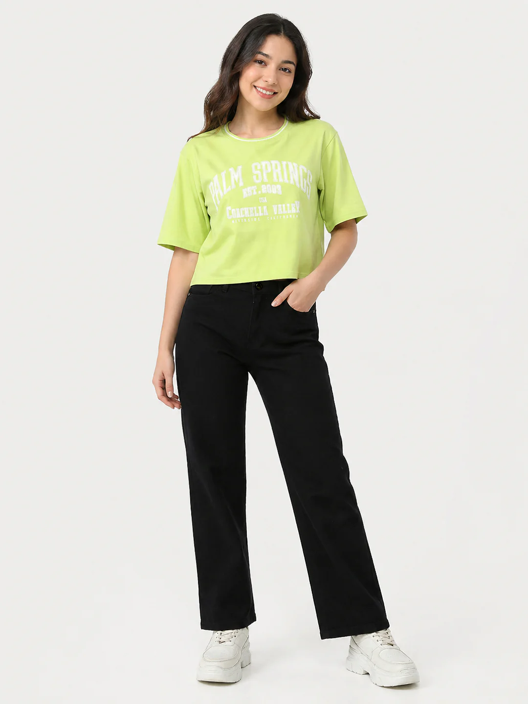 Women Black High-Rise Wide Leg Jeans