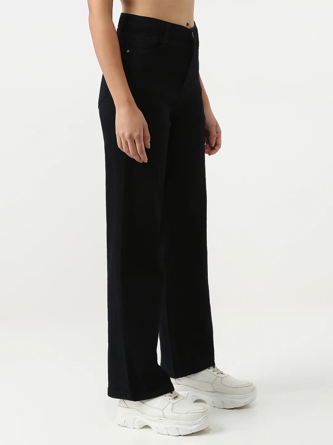 Women Black High-Rise Wide Leg Jeans - Image 4
