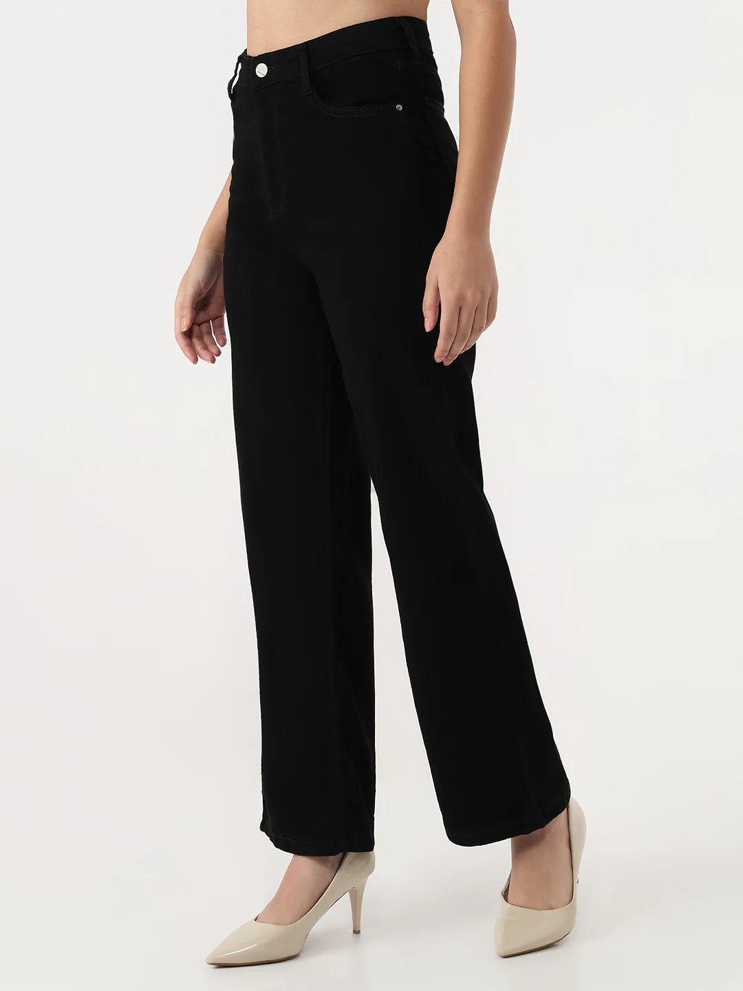 Women Black High-Rise Wide Leg Jeans - Image 7