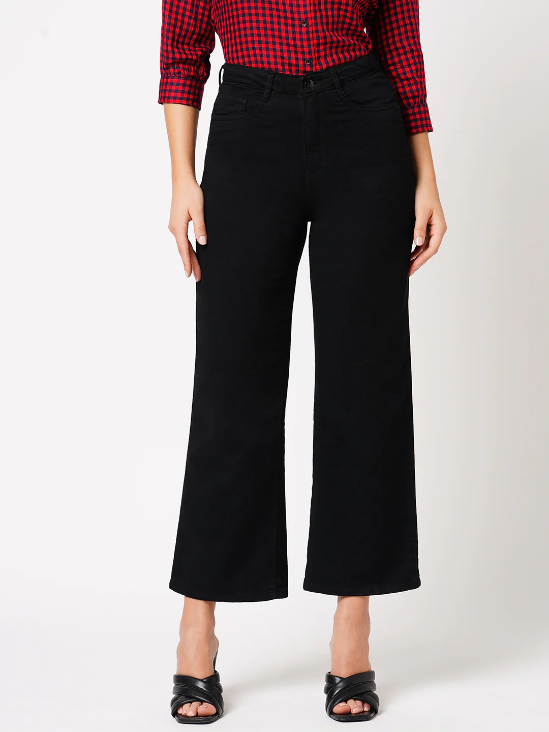 Women Black High-Rise Wide Leg Jeans - Image 2