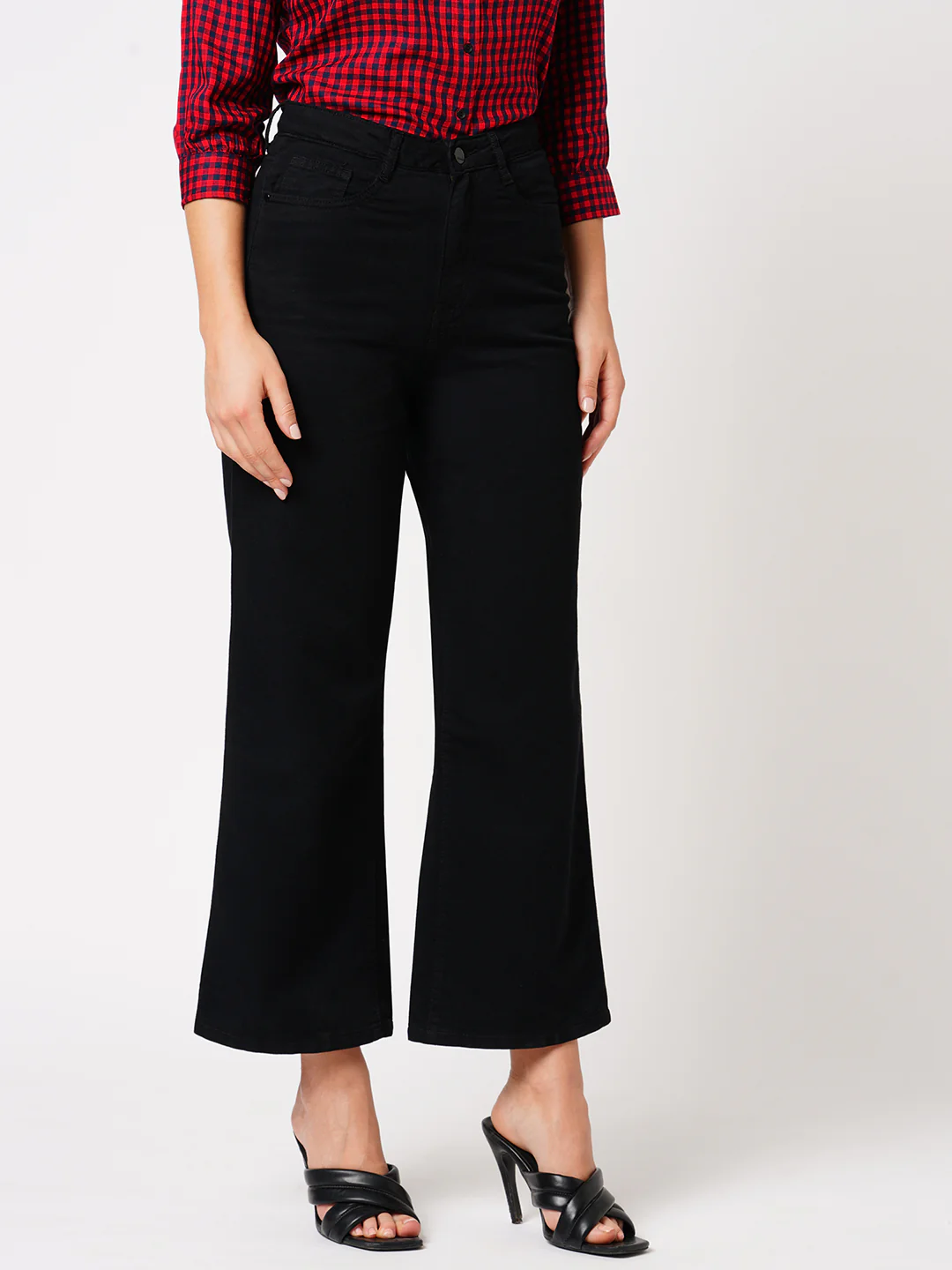 Women Black High-Rise Wide Leg Jeans - Image 6