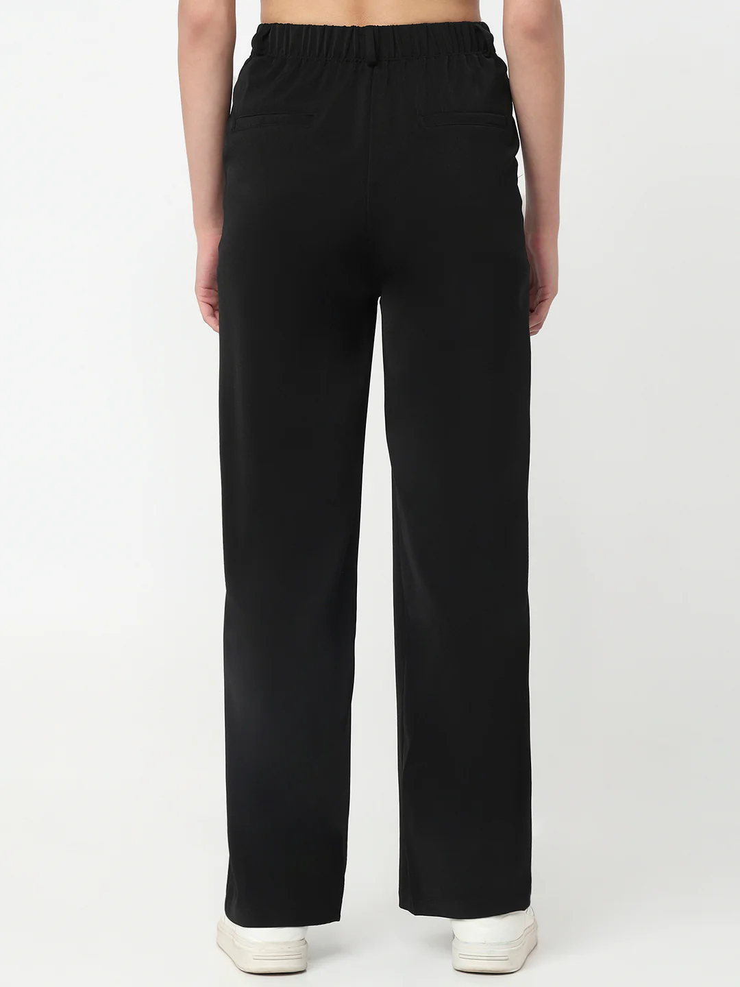 Women Black High-Rise Wide Leg Pants - Image 3