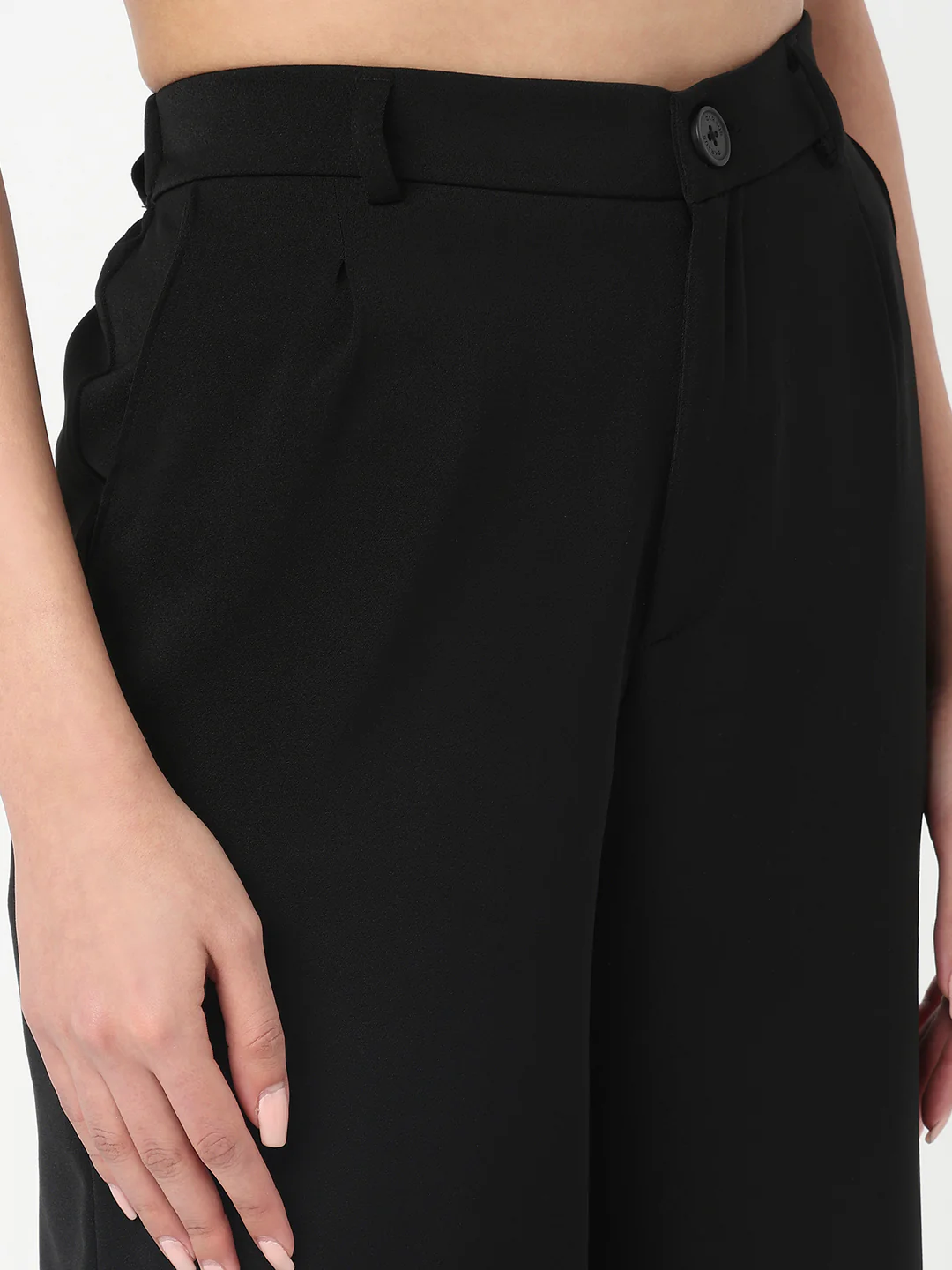 Women Black High-Rise Wide Leg Pants - Image 5