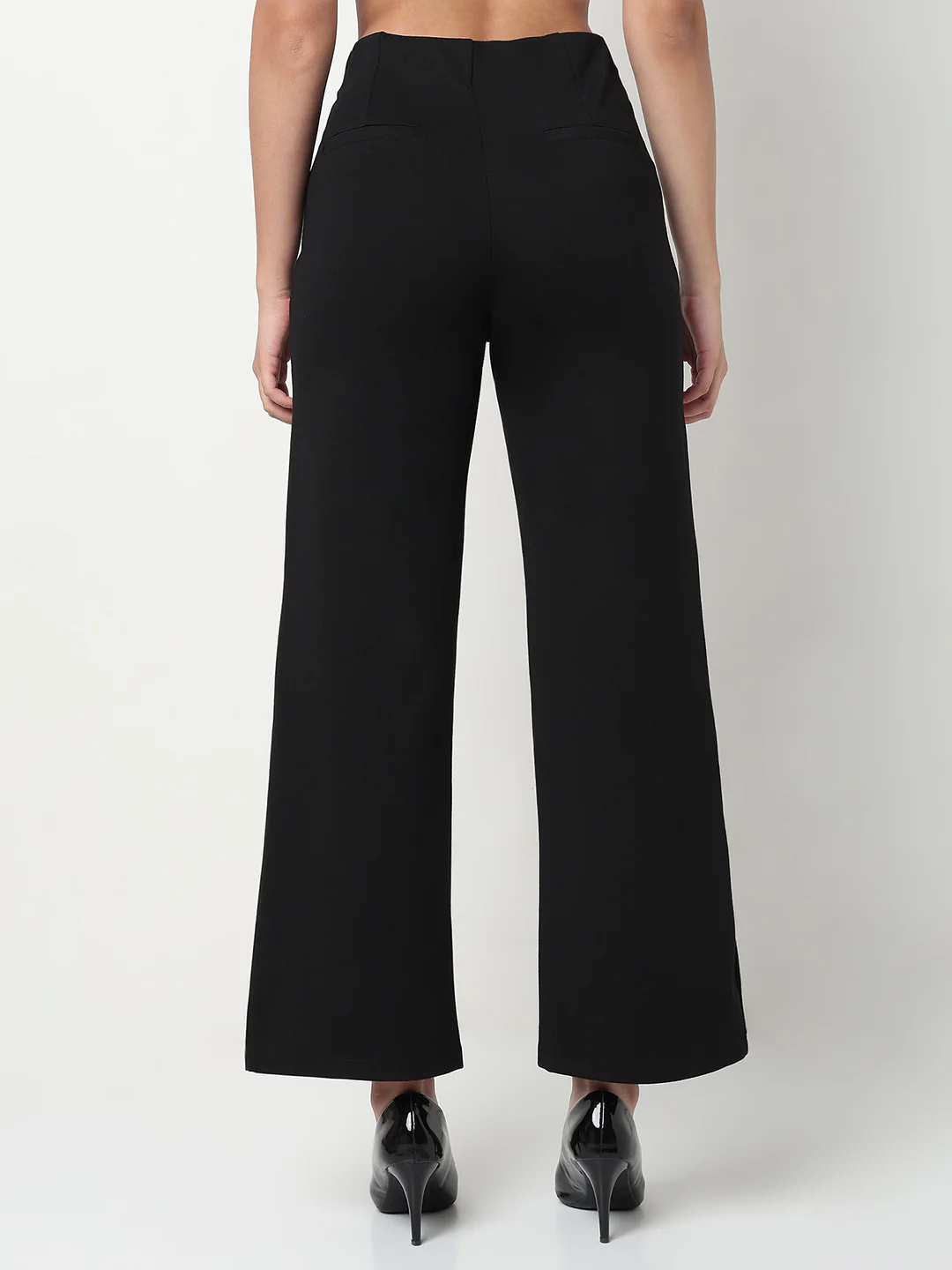Women Black High-Rise Wide Leg Treggings - Image 3