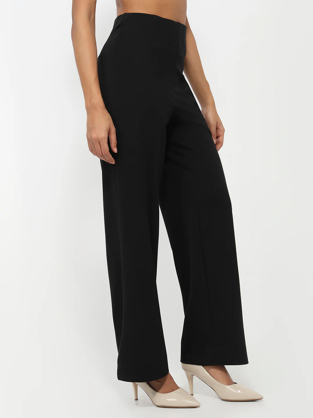 Women Black High-Rise Wide Leg Treggings - Image 6