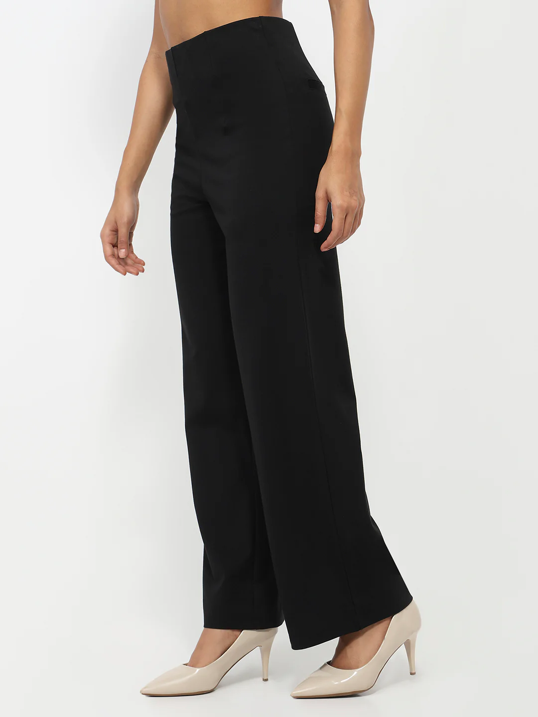 Women Black High-Rise Wide Leg Treggings - Image 8