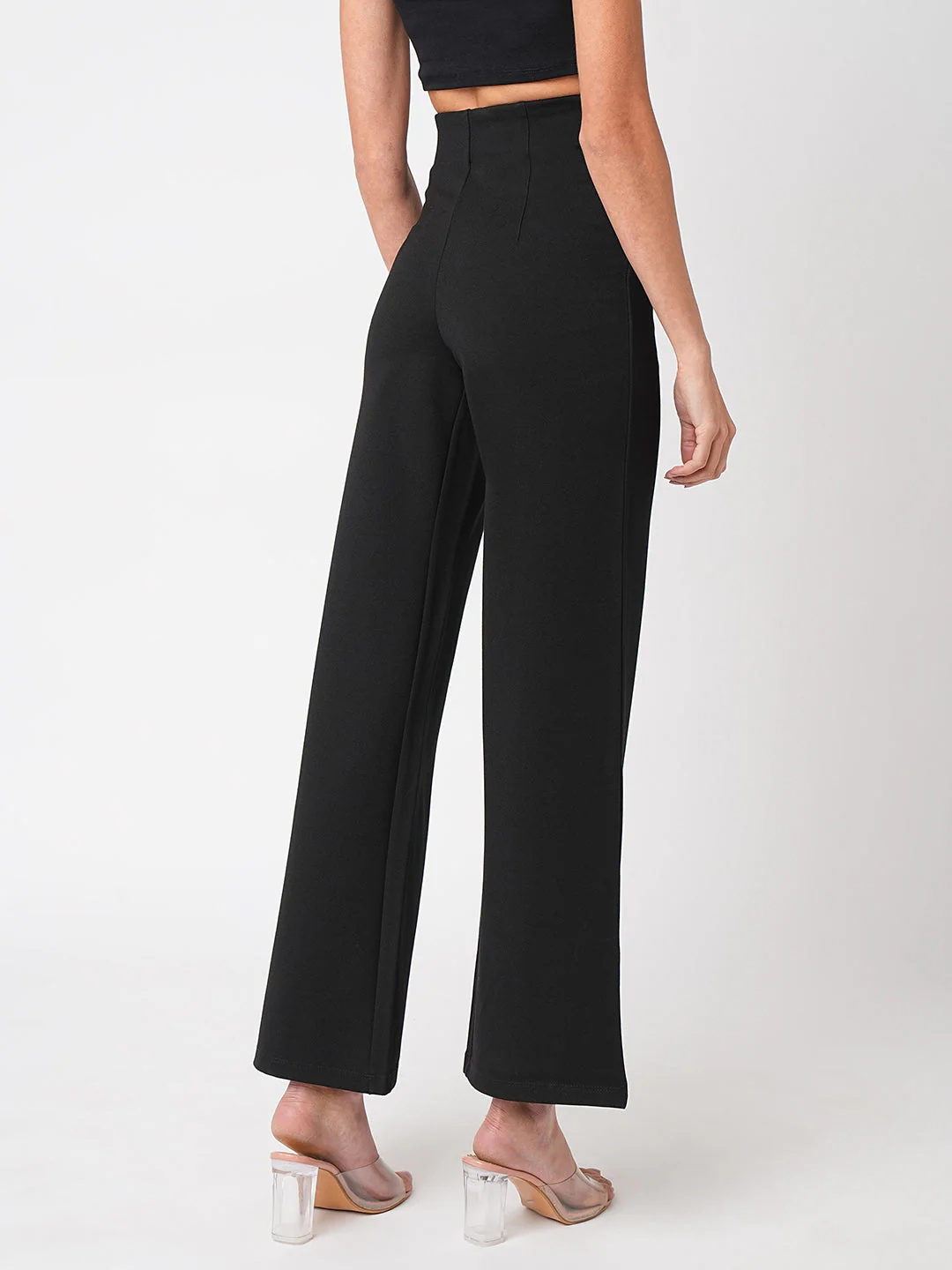 Women Black High-Rise Wide Leg Treggings - Image 3