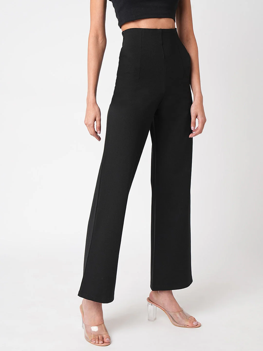 Women Black High-Rise Wide Leg Treggings - Image 5