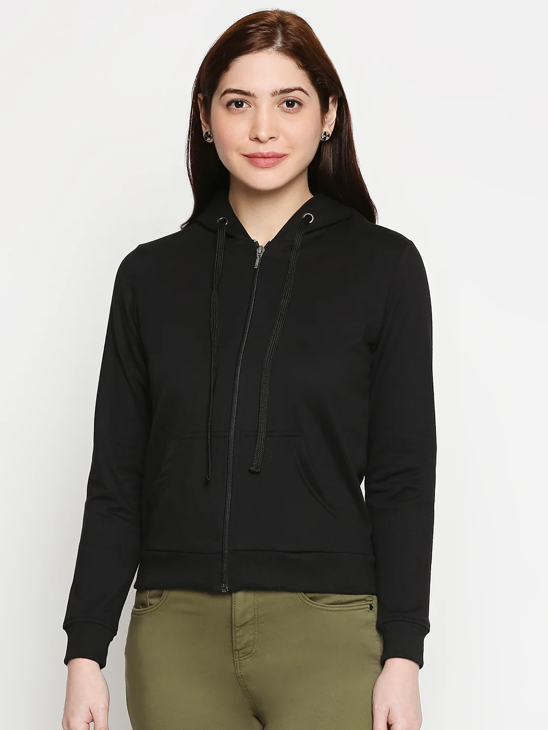 Women Black Hood Sweatshirt - Image 2