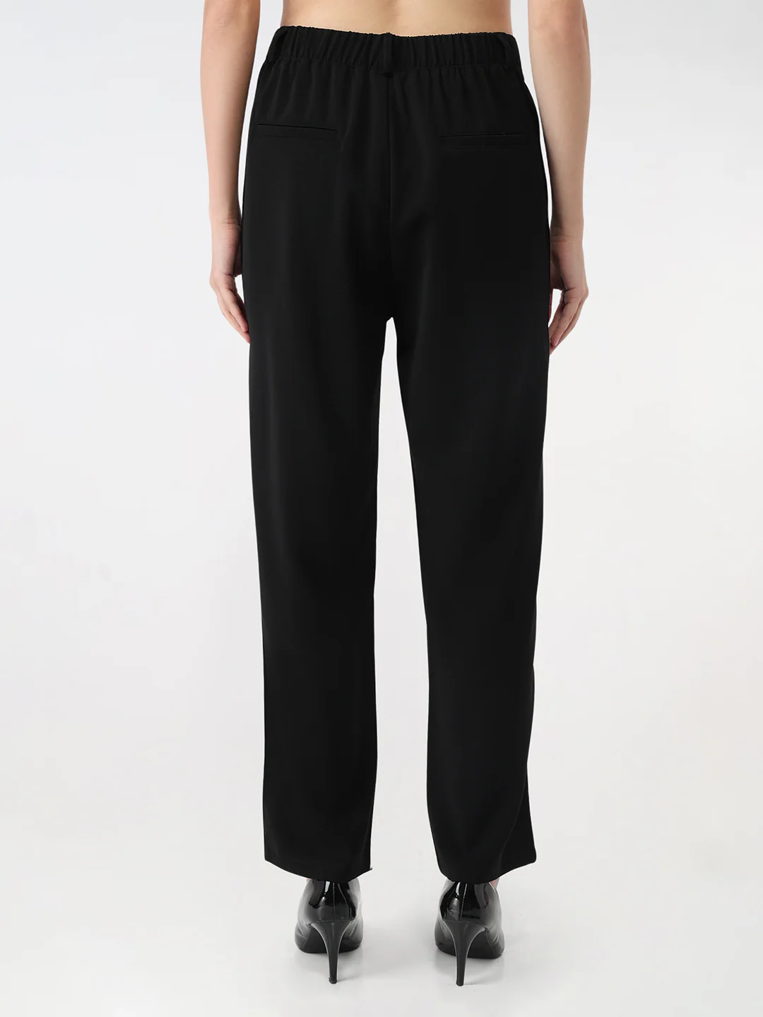 Women Black Loose Straight Fit Korean Pants - Image 3
