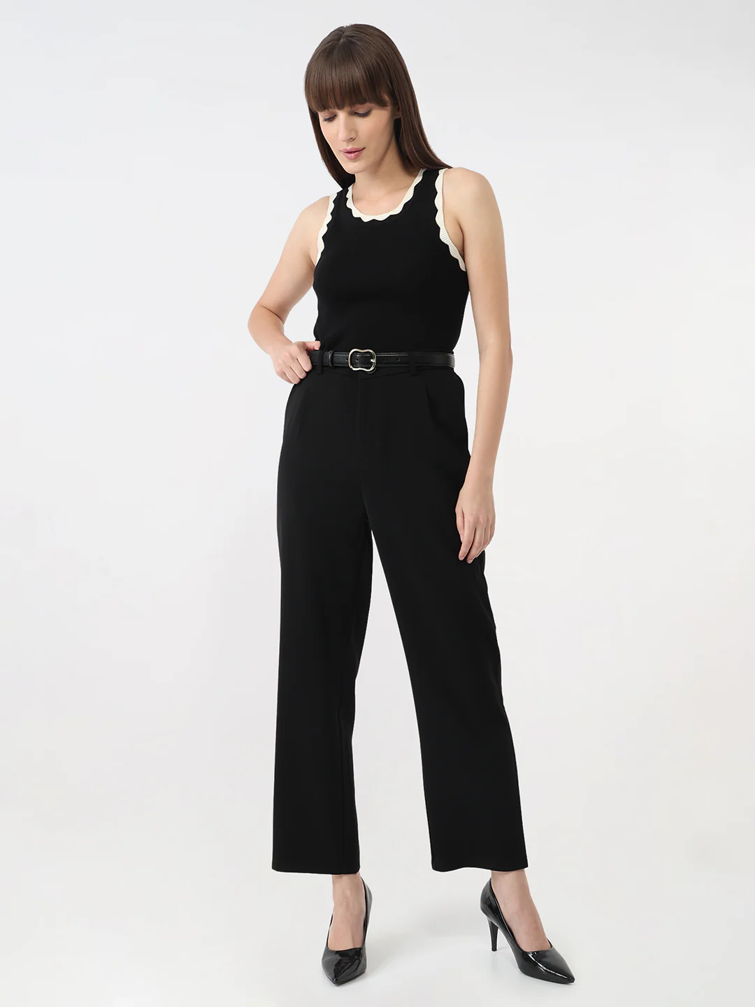Women Black Loose Straight Fit Korean Pants - Image 4