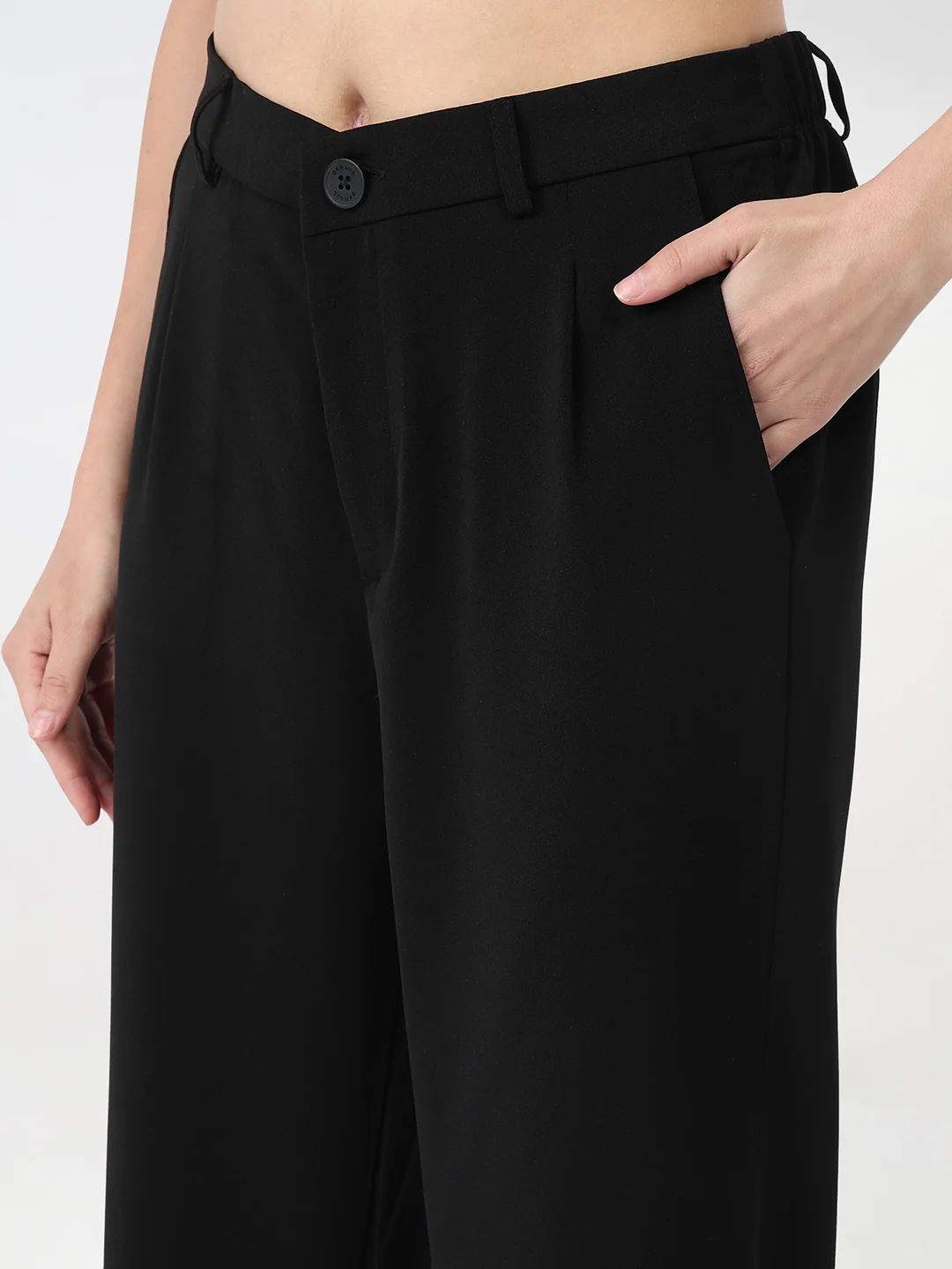 Women Black Loose Straight Fit Korean Pants - Image 6