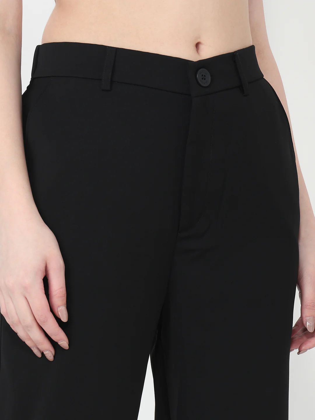 Women Black Loose Straight Fit Korean Pants - Image 5