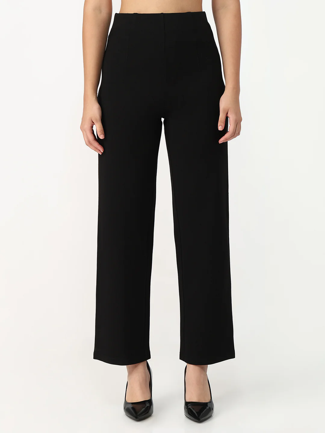 Women Black Loose Straight Fit Treggings - Image 2