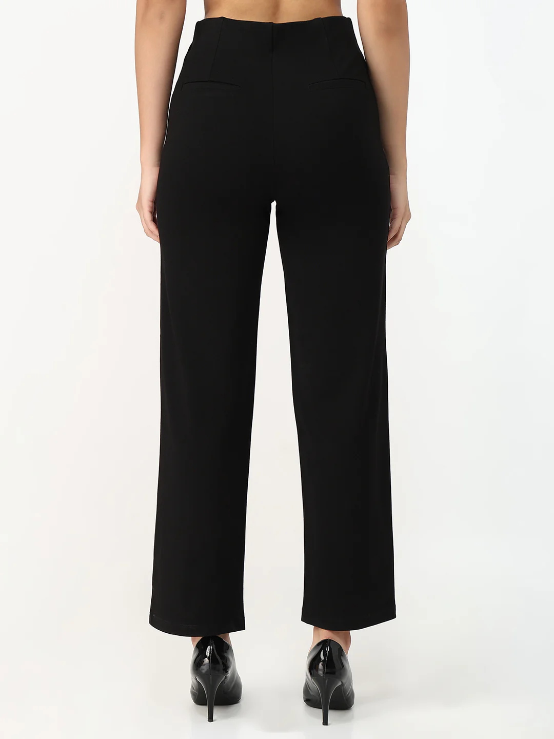 Women Black Loose Straight Fit Treggings - Image 3