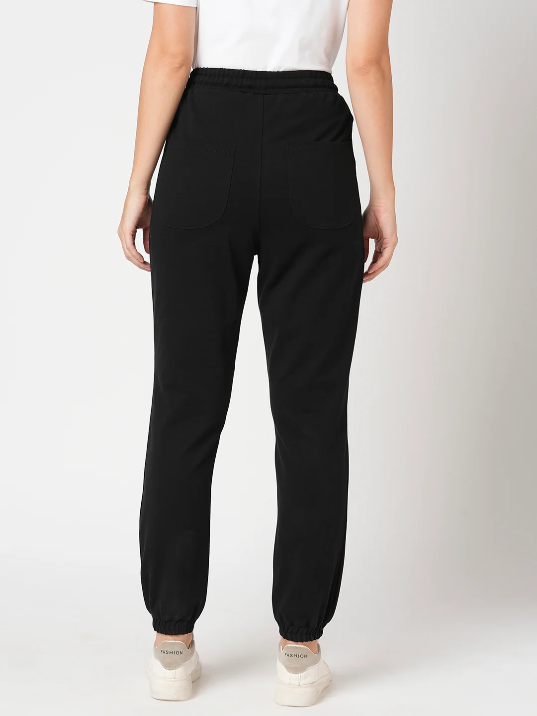 Women Black Mid-Rise Athleisure Joggers - Image 3