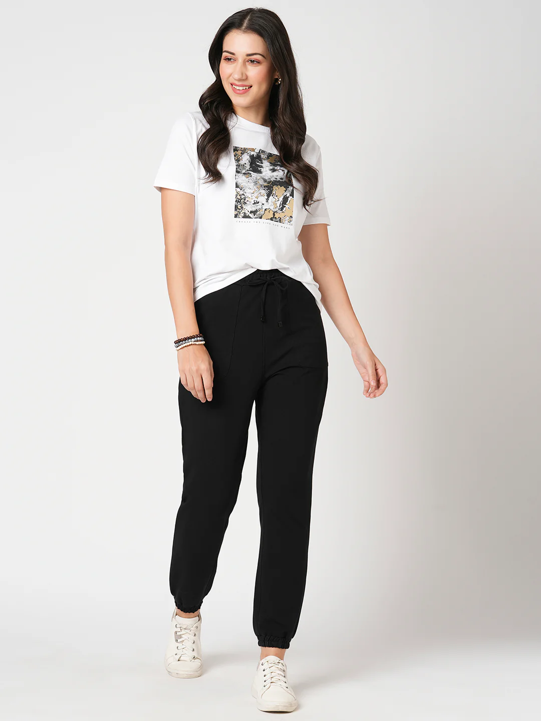 Women Black Mid-Rise Athleisure Joggers - Image 4