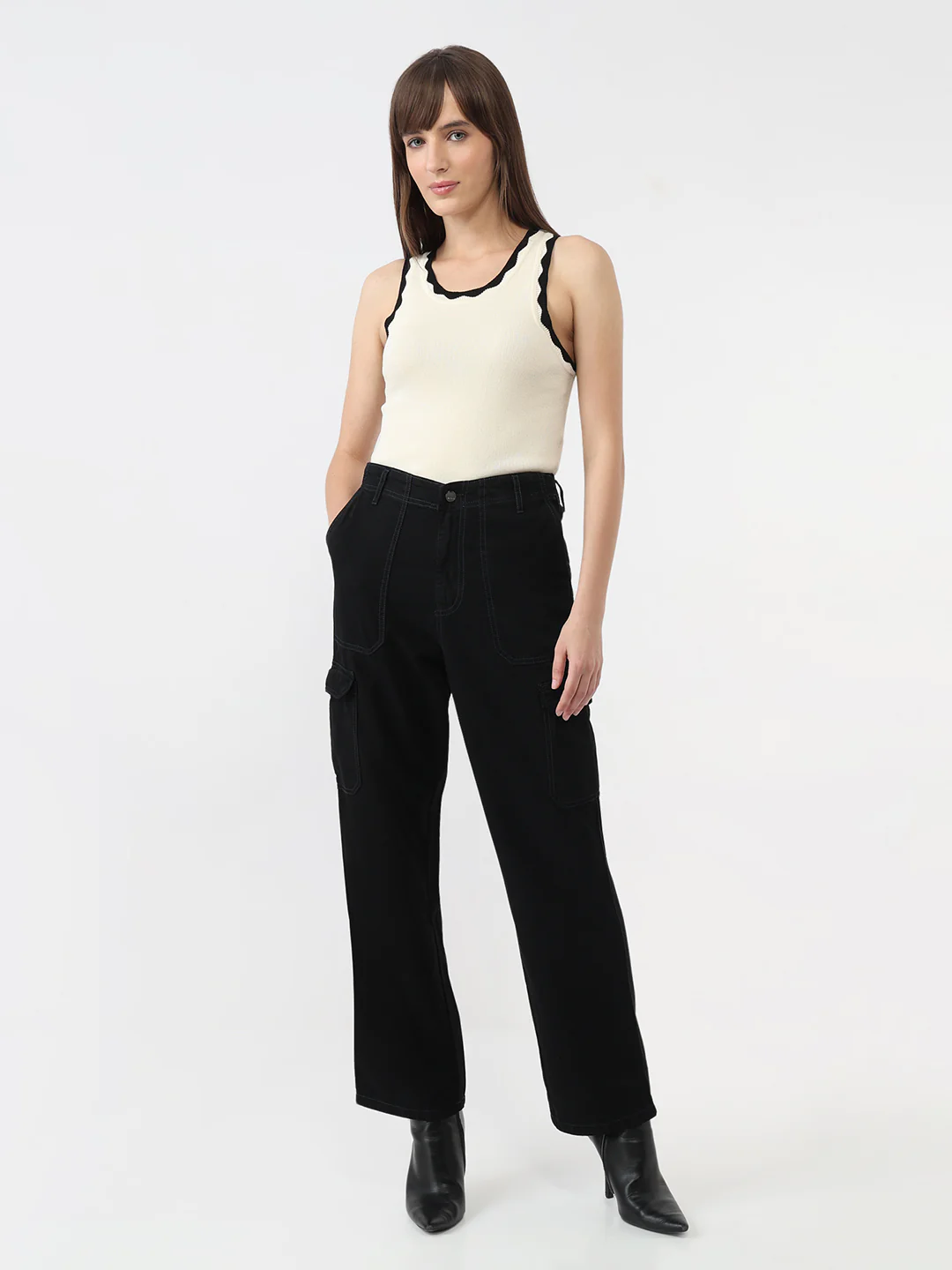 Women Black Mid-Rise Cargo